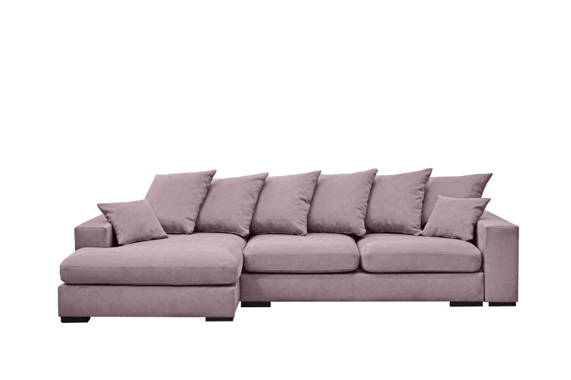 Sofa w kształcie L GABON, tkanina Riviera, Fioletowy Lewostronny 648939