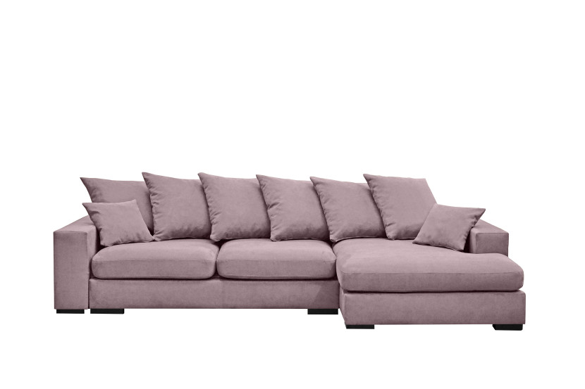 Sofa w kształcie L GABON, tkanina Riviera, Fioletowy Prawostronny 648892