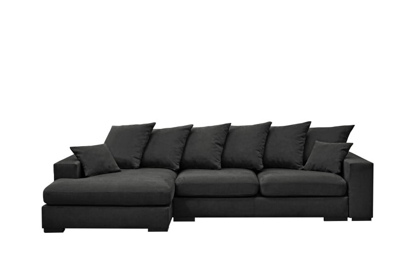 Sofa w kształcie L GABON, tkanina Riviera, Grafitowy Lewostronny 649616