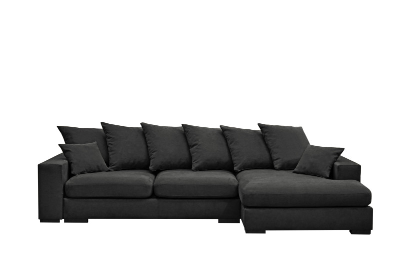 Sofa w kształcie L GABON, tkanina Riviera, Grafitowy Prawostronny 648874