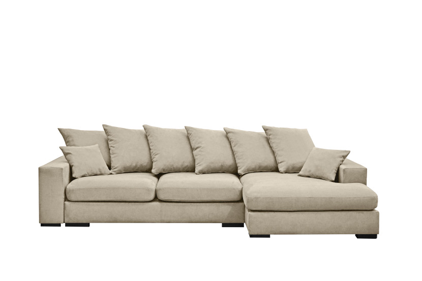 Sofa w kształcie L GABON, tkanina Riviera, Jasnobeżowy Prawostronny 648813
