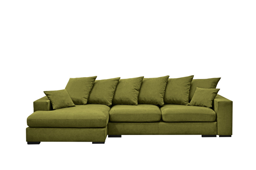Sofa w kształcie L GABON, tkanina Riviera, Jasnozielony Lewostronny 649635