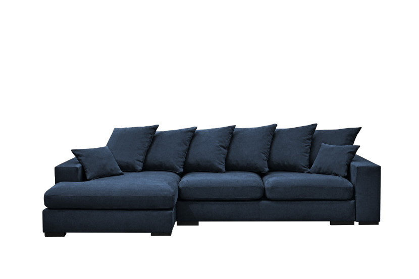 Sofa w kształcie L GABON, tkanina Riviera, Niebieski Lewostronny 648989