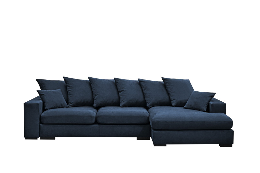 Sofa w kształcie L GABON, tkanina Riviera, Niebieski Prawostronny 649636