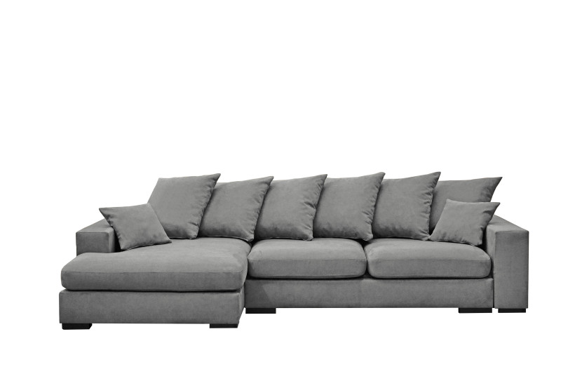 Sofa w kształcie L GABON, tkanina Riviera, Szary Lewostronny 648840