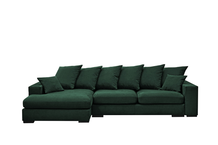 Sofa w kształcie L GABON, tkanina Riviera, Zielony Lewostronny 648818