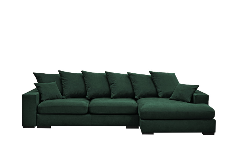 Sofa w kształcie L GABON, tkanina Riviera, Zielony Prawostronny 648848