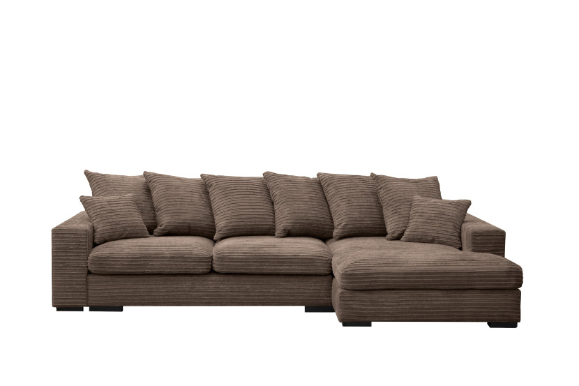 Sofa w kształcie L GABON, tkanina Zoom, Brązowy Prawostronny 648898
