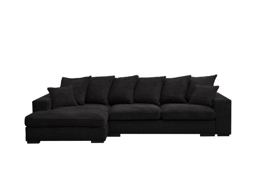 Sofa w kształcie L GABON, tkanina Zoom, Czarny Lewostronny 649606