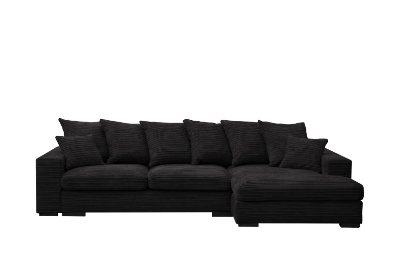 Sofa w kształcie L GABON, tkanina Zoom, Czarny Prawostronny 649627