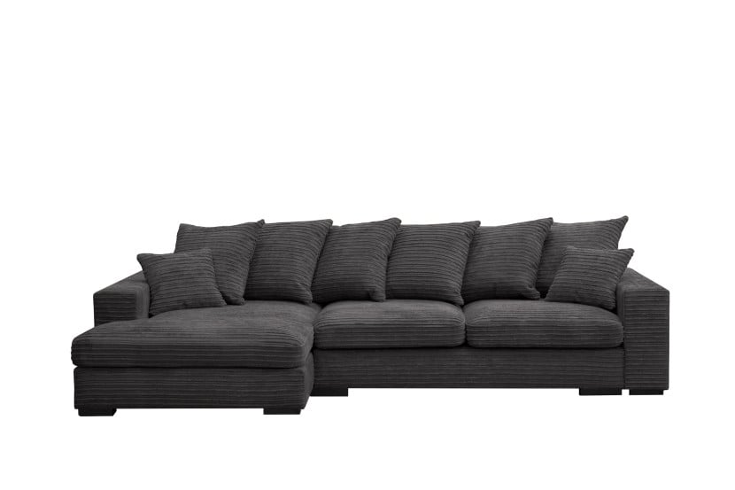Sofa w kształcie L GABON, tkanina Zoom, Grafitowy Lewostronny 648970