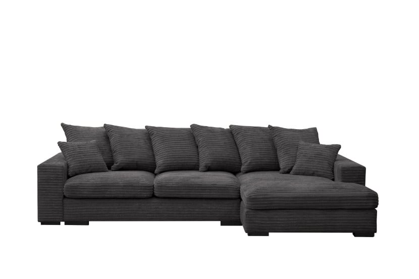 Sofa w kształcie L GABON, tkanina Zoom, Grafitowy Prawostronny 649607