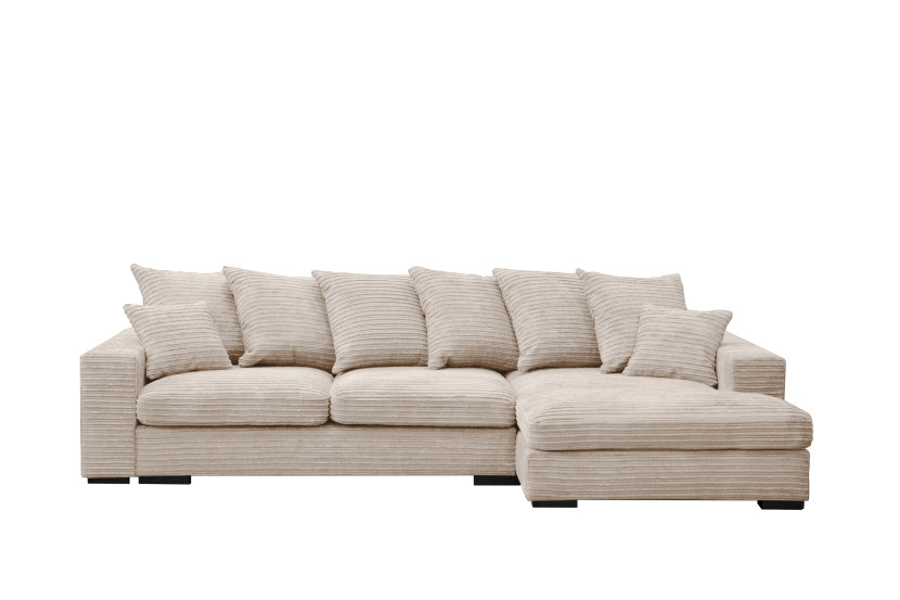 Sofa w kształcie L GABON, tkanina Zoom, Kremowy Prawostronny 648838