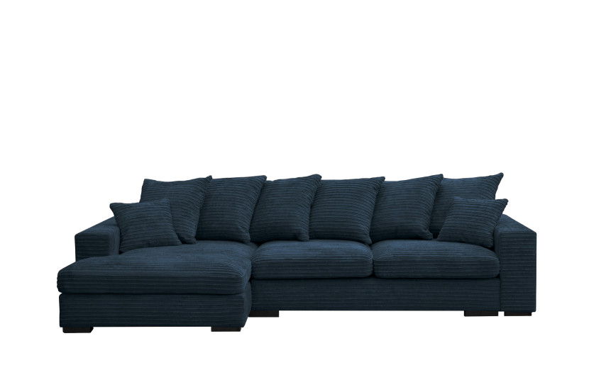 Sofa w kształcie L GABON, tkanina Zoom, Niebieski Lewostronny 648902