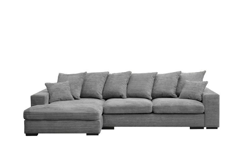 Sofa w kształcie L GABON, tkanina Zoom, Szary Lewostronny 649638