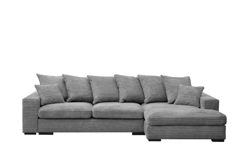 Sofa w kształcie L GABON, tkanina Zoom, Szary Prawostronny 648906