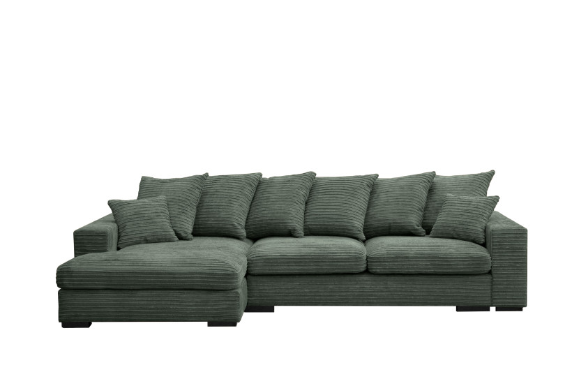 Sofa w kształcie L GABON, tkanina Zoom, Zielony Lewostronny 649611