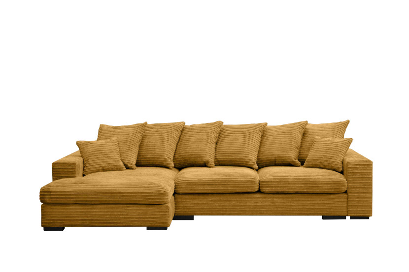 Sofa w kształcie L GABON, tkanina Zoom, Żółty Lewostronny 649619