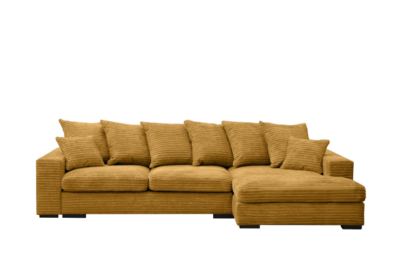 Sofa w kształcie L GABON, tkanina Zoom, Żółty Prawostronny 648963