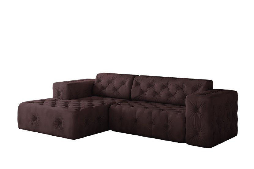 Sofa w kształcie L LUX narożnik, tkanina Whisper, Bordowy Lewostronny 741165