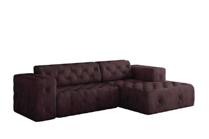 Sofa w kształcie L LUX narożnik, tkanina Whisper, Bordowy Prawostronny 715327