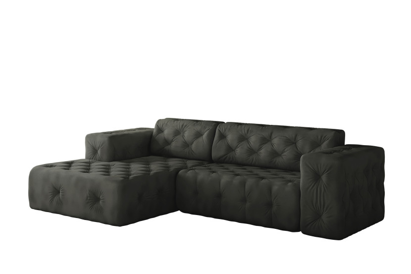 Sofa w kształcie L LUX narożnik, tkanina Whisper, Grafitowy Lewostronny 741164