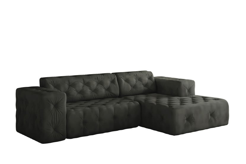 Sofa w kształcie L LUX narożnik, tkanina Whisper, Grafitowy Prawostronny 741163