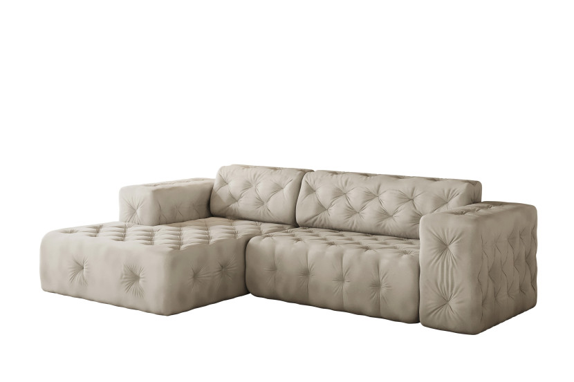 Sofa w kształcie L LUX narożnik, tkanina Whisper, Kremowy Lewostronny 715379
