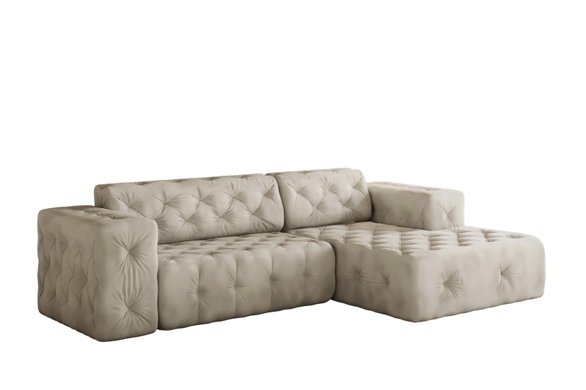 Sofa w kształcie L LUX narożnik, tkanina Whisper, Kremowy Prawostronny 741160
