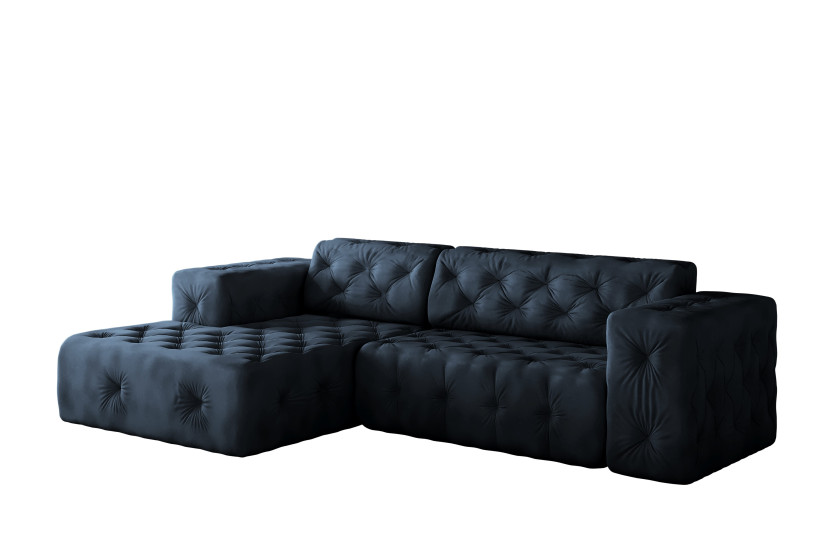 Sofa w kształcie L LUX narożnik, tkanina Whisper, Niebieski Lewostronny 715329