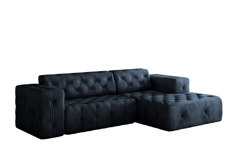 Sofa w kształcie L LUX narożnik, tkanina Whisper, Niebieski Prawostronny 715347