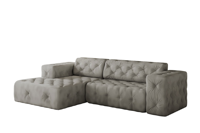 Sofa w kształcie L LUX narożnik, tkanina Whisper, Srebrny Lewostronny 715333