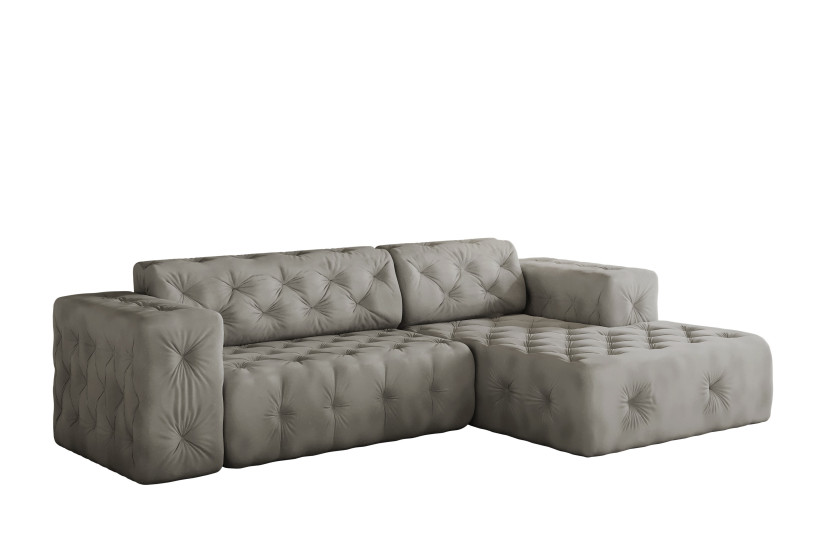Sofa w kształcie L LUX narożnik, tkanina Whisper, Srebrny Prawostronny 715404