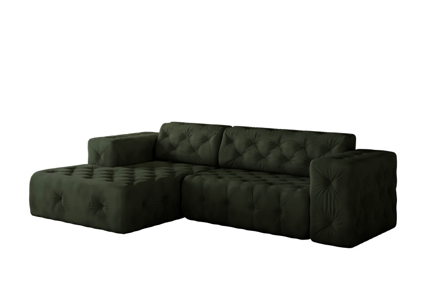 Sofa w kształcie L LUX narożnik, tkanina Whisper, Zielony Lewostronny 715380
