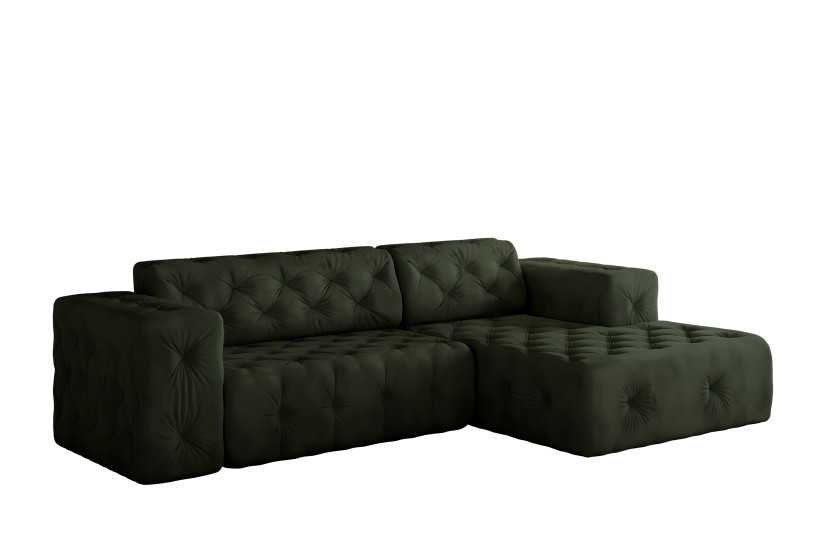 Sofa w kształcie L LUX narożnik, tkanina Whisper, Zielony Prawostronny 715410