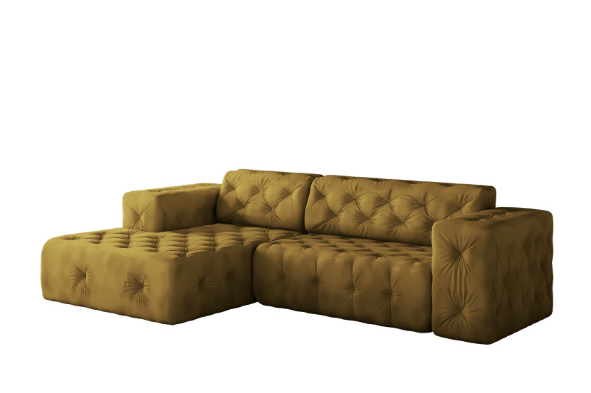 Sofa w kształcie L LUX narożnik, tkanina Whisper, Złoty Lewostronny 715412