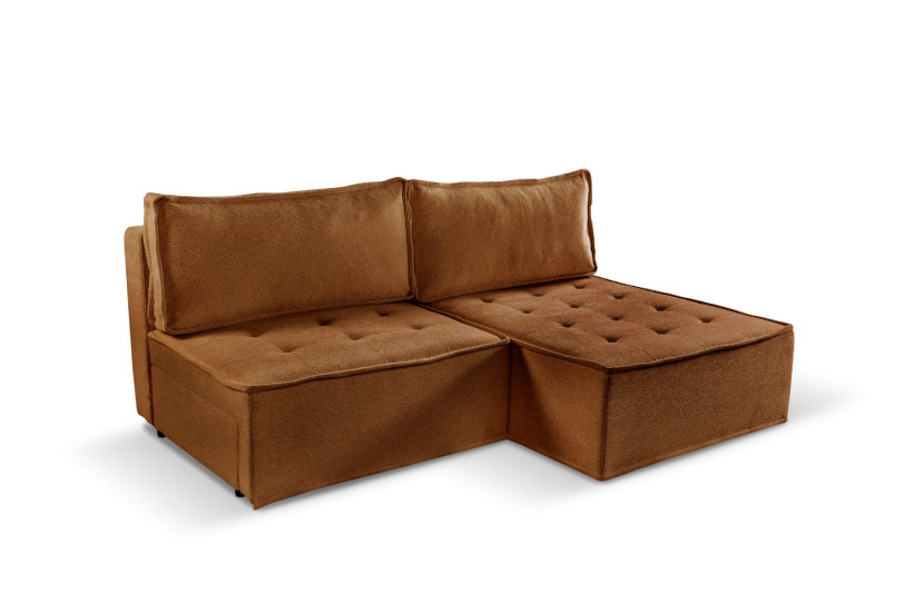 Sofa w kształcie L mini BOHOO, tkanina Raven, Ceglany Prawostronny 715364
