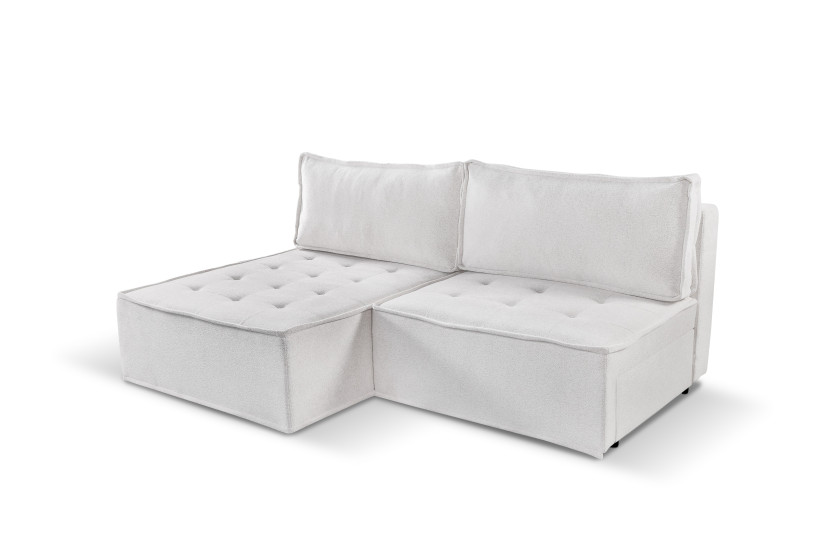 Sofa w kształcie L mini BOHOO, tkanina Raven, Ecru Lewostronny 715325