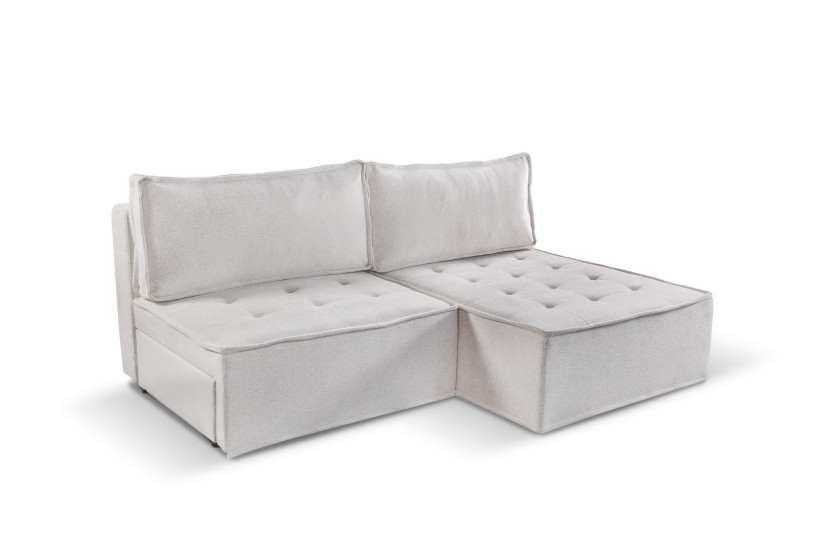 Sofa w kształcie L mini BOHOO, tkanina Raven, Jasnobeżowy Prawostronny 715423