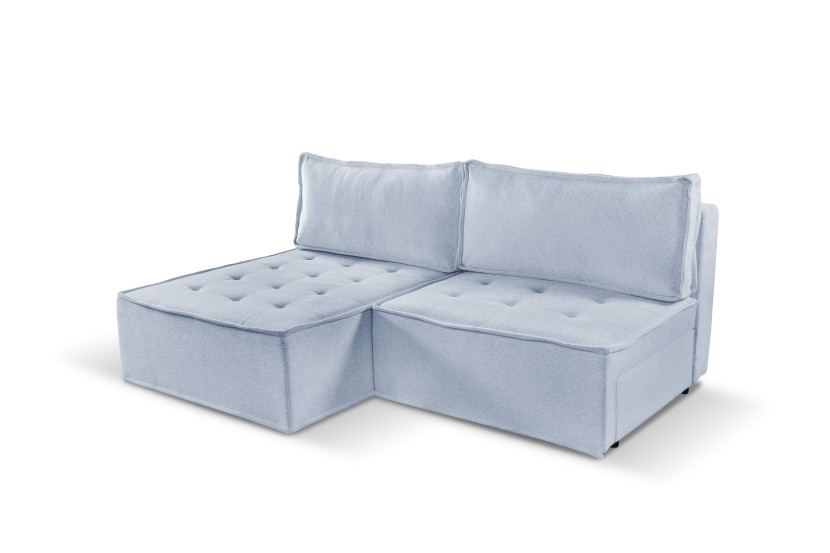 Sofa w kształcie L mini BOHOO, tkanina Raven, Jasnoszary Lewostronny 715418