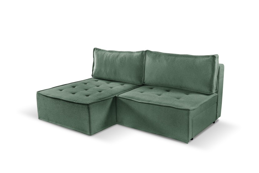Sofa w kształcie L mini BOHOO, tkanina Raven, Jasnozielony Lewostronny 715321