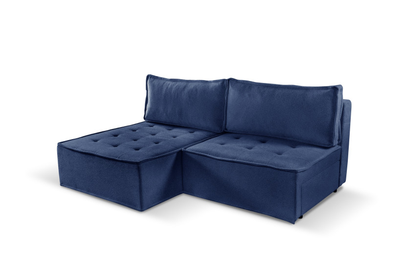 Sofa w kształcie L mini BOHOO, tkanina Raven, Niebieski Lewostronny 717008