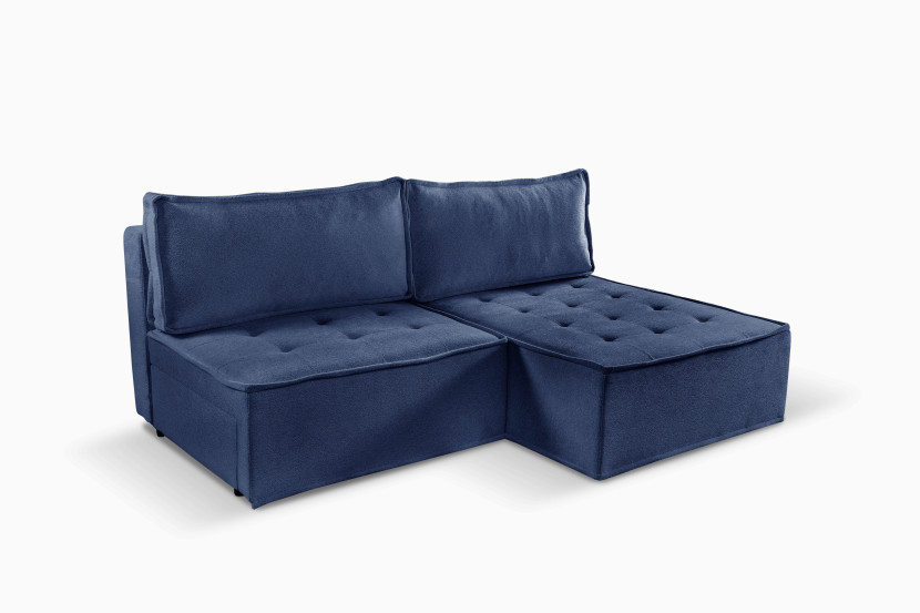Sofa w kształcie L mini BOHOO, tkanina Raven, Niebieski Prawostronny 748982