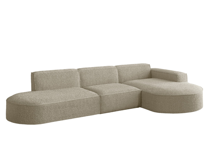 Sofa w kształcie L MODENA narożnik, tkanina Loop, Beżowy Prawostronny 715348
