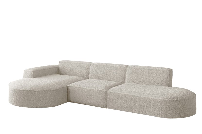 Sofa w kształcie L MODENA narożnik, tkanina Loop, Ecru Lewostronny 748620