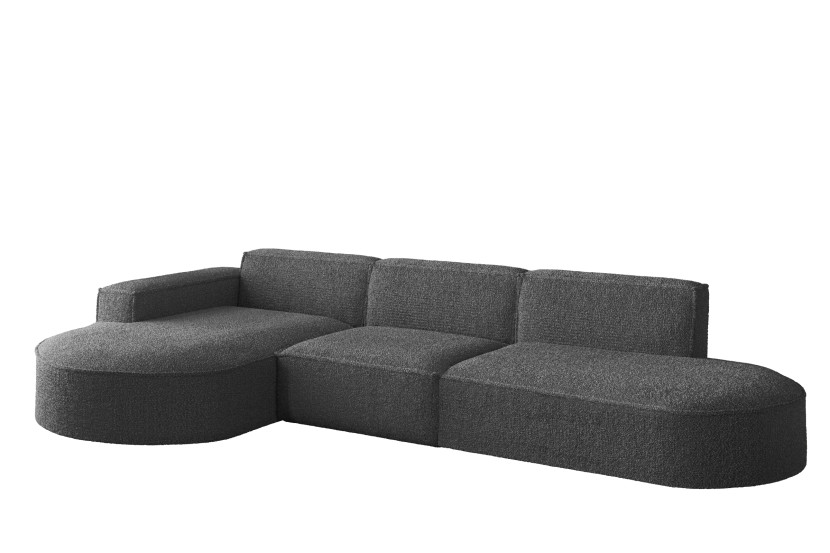 Sofa w kształcie L MODENA narożnik, tkanina Loop, Grafitowy Lewostronny 715422
