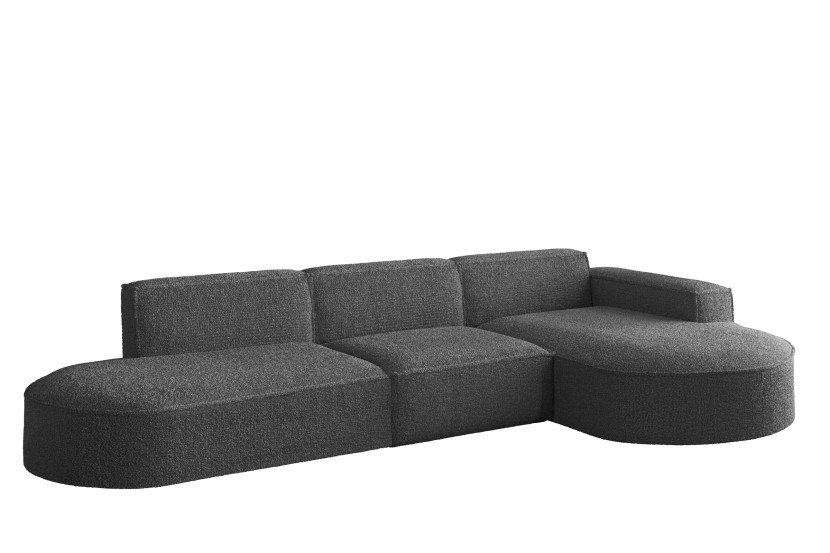 Sofa w kształcie L MODENA narożnik, tkanina Loop, Grafitowy Prawostronny 715351