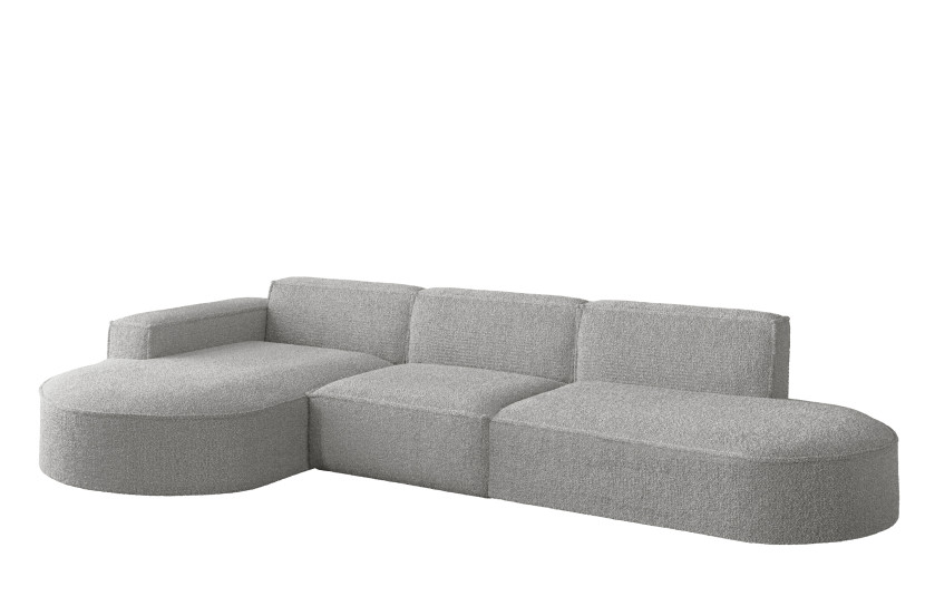 Sofa w kształcie L MODENA narożnik, tkanina Loop, Jasnoszary Lewostronny 748651