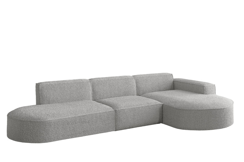 Sofa w kształcie L MODENA narożnik, tkanina Loop, Jasnoszary Prawostronny 715394