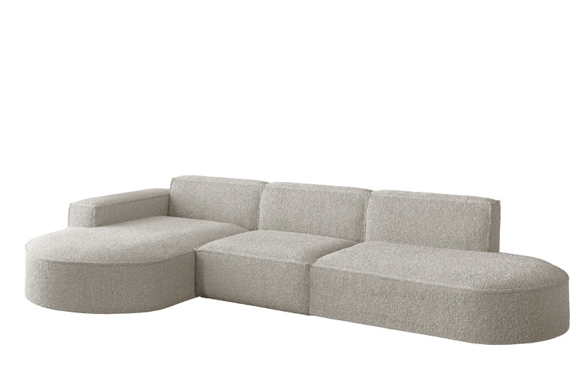 Sofa w kształcie L MODENA narożnik, tkanina Loop, Perłowy Lewostronny 715376